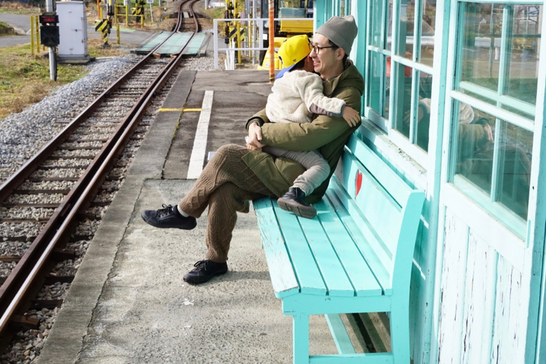 長野上田別所溫泉＿別所線電車＿八木澤站＿愛心長椅